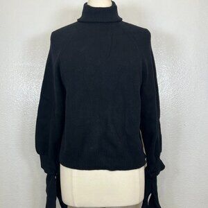 ZARA KNIT SWEATER TIES BLACK High Neck Size M